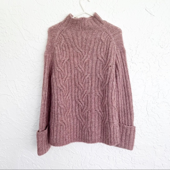 Vince Mirrored Cable Knit Turtleneck Sweater in Rose Womens size XS - Picture 5 of 7